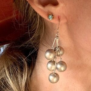 Gorgeous Vintage Sterling Ball Earrings Circa 1970s❤️